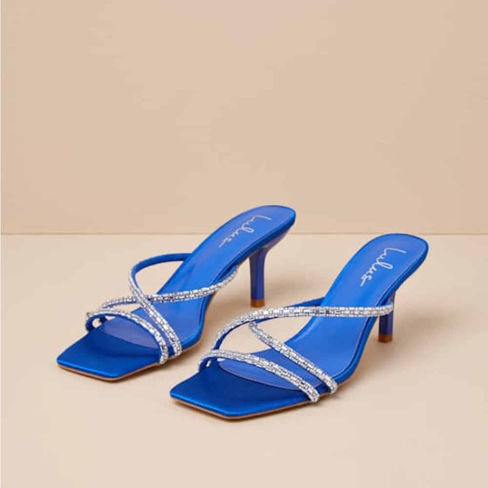 Lulus Satin Rhinestone High Heel Sandals